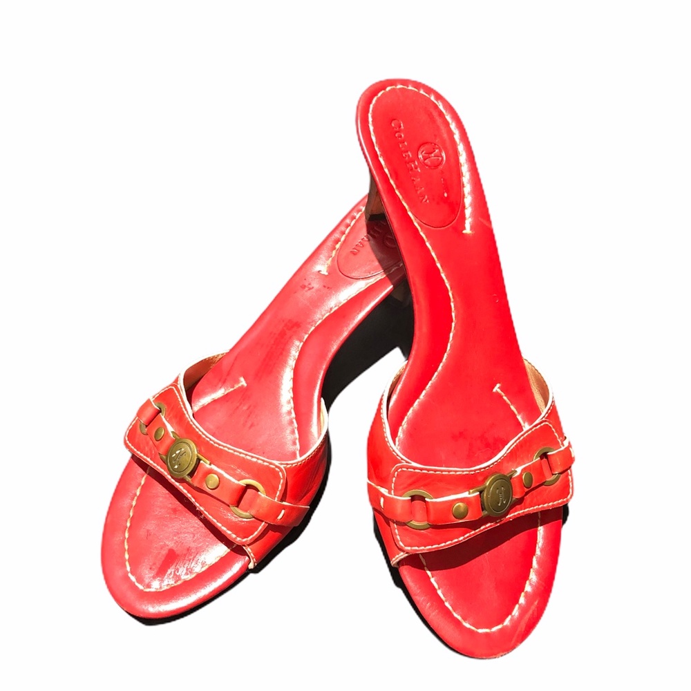 Cole Haan Women's Red Mule Kitten Heel Sandals 8.5 - Picture 7 of 9
